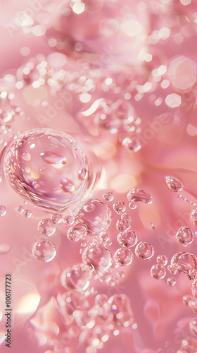 Pink water bubbles on a pink background.