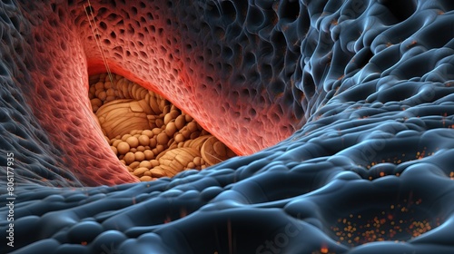 A 3D rendering of the inside of a human stomach. photo