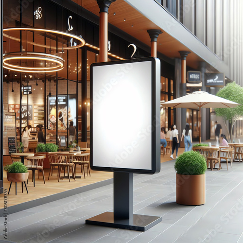 display blank clean screen or signboard mockup for offers or advertisement in public area