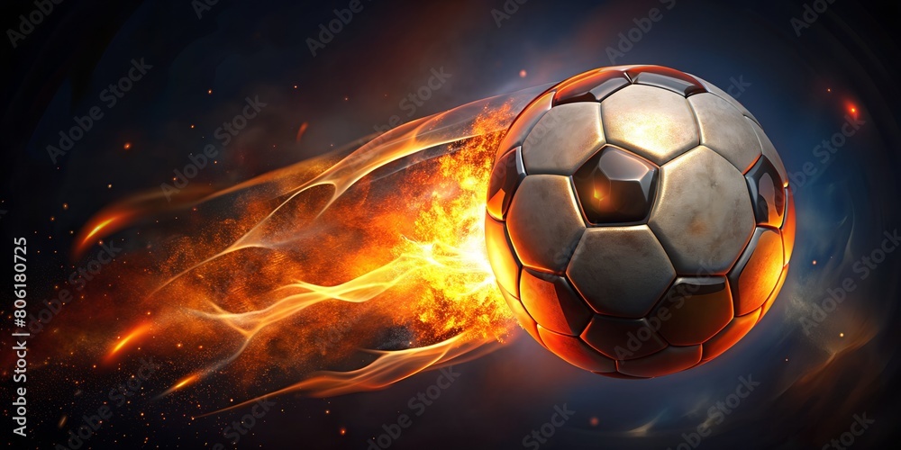 Fototapeta premium Soccer ball on fire 3D