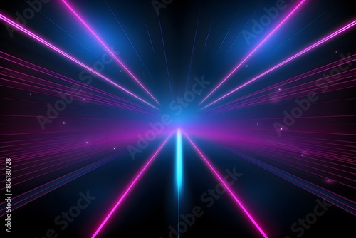 Abstract lines tech speed movement pattern design background concept, illuminating pink and blue neon glow. Generative AI
 photo