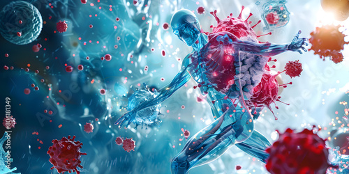  A representation of immunotherapy, medical approach that leverages the body's immune system to fight diseases. Intersection of science and the body's innate healing power for science concept  

 photo