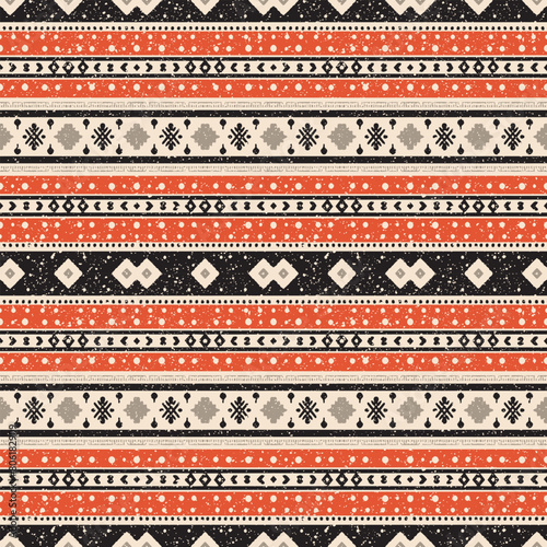 Ethnic abstract ikat art. Seamless pattern in tribal, folk embroidery, and Mexican style. Aztec geometric art ornament print.Design for carpet, wallpaper, clothing, wrapping, fabric, cover, textile
