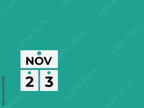 November 23 calendar reminder. 23 November daily calendar icon template. Calendar 23 November icon Design template. Vector illustration 