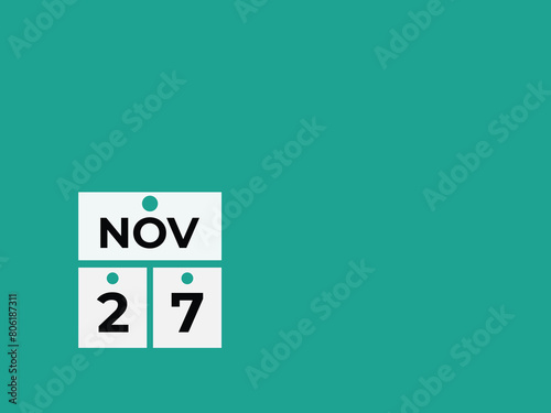 November  27 calendar reminder. 27 November  daily calendar icon template. Calendar 27 November  icon Design template. Vector illustration
