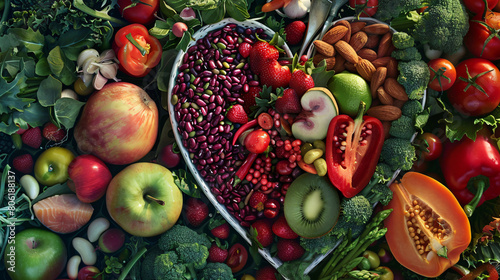 fresh fruits, vegetables, and whole grains, promoting heart health and cardiovascular wellness photo