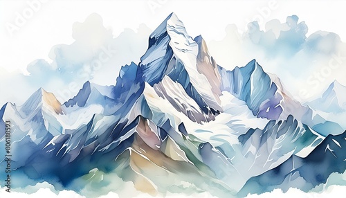 light watercolor of high mountains