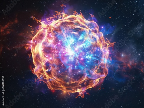 exploding supernova in black background