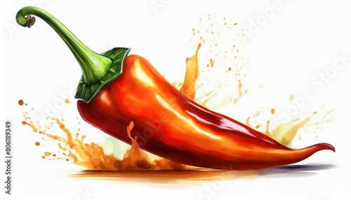 A hot pepper and fire isolated on white background