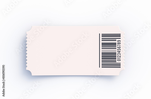 Theater, cinema ticket template. Blank ticket with barcode isolated on white