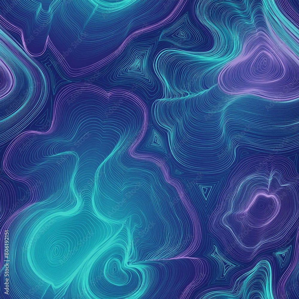 Obraz premium abstract seamless pattern with marble style texture agate finish purple violet aqua blue turquoise teal navy swirl line art style curve elegant pattern