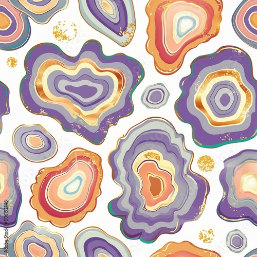 seamless pattern marble agate style line art with circles swirls curves colorful bright backdrop wallpaper