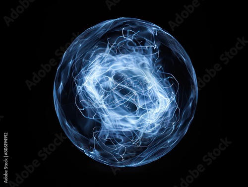 electric discharge in the shape of a ball on a black background