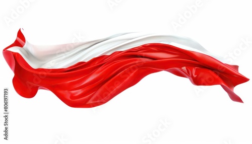flag of polan waving on white photo