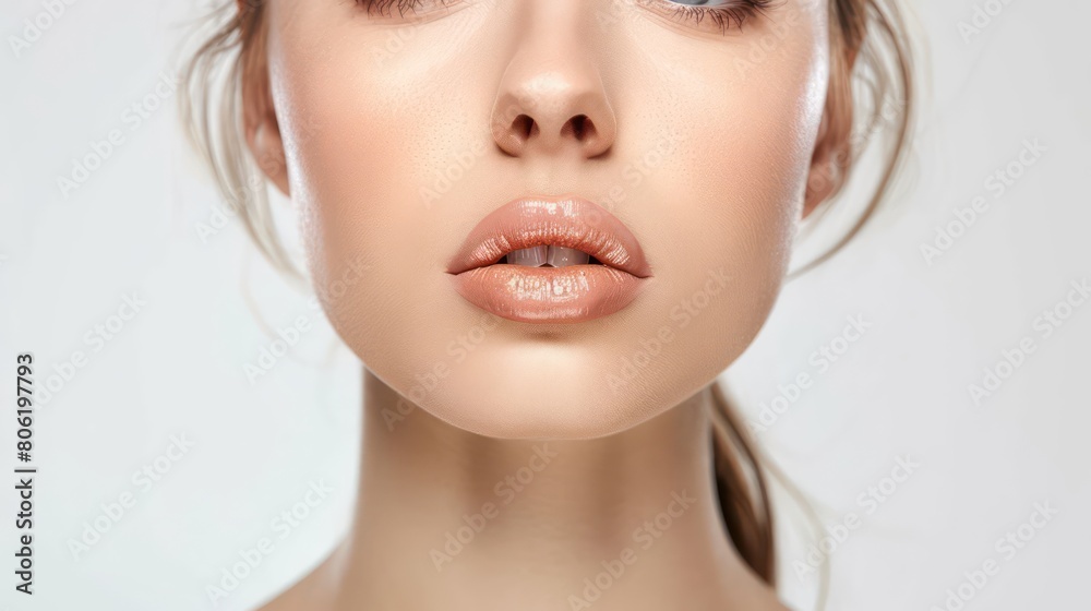 woman face beauty on white background