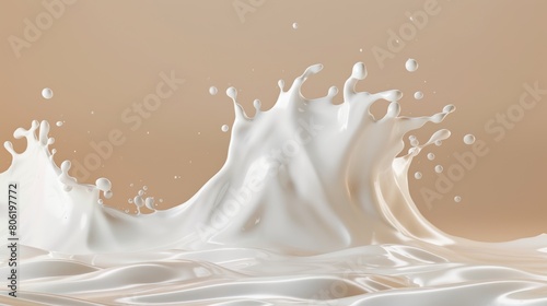 .Splash of milk with clipping path. 3D illustration, milk, liquid, drink, splashing, motion, dairy, beverage, cream, white, fresh, food, freshness, drop, Gen AI