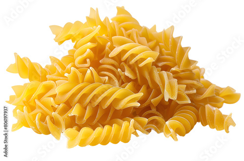 uncooked dry rotini pasta photo