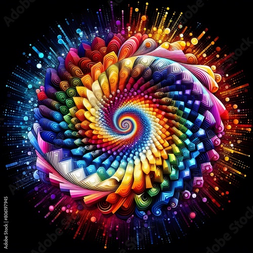 A colorful depiction of a spectrum spiral