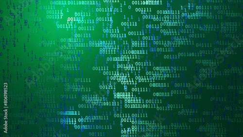 Binary code background. 3D rendering animation. Artificial intelligence, big data and digital technology idea.