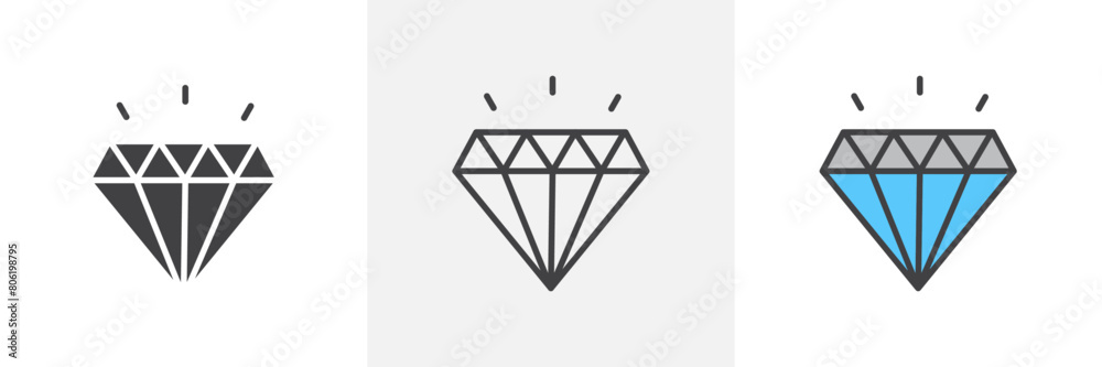 Precious Stone Icon Set. High-Value Jewel Vector Symbol. Precious Stone Icon Set. High-Value Jewel Vector Symbol.
