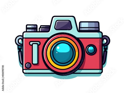 Icon for a camera, simple outline, cartoon feel, colorful, white background, hdr --ar 4:3 --style raw --v 5.2 Job ID: 40a6bd3c-2821-4976-ac07-4d334591fd4a