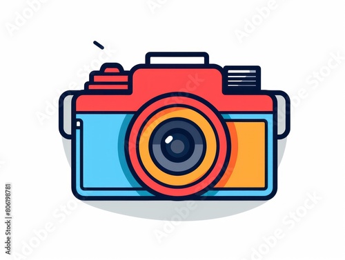camera icon, simple outline colorful on white background