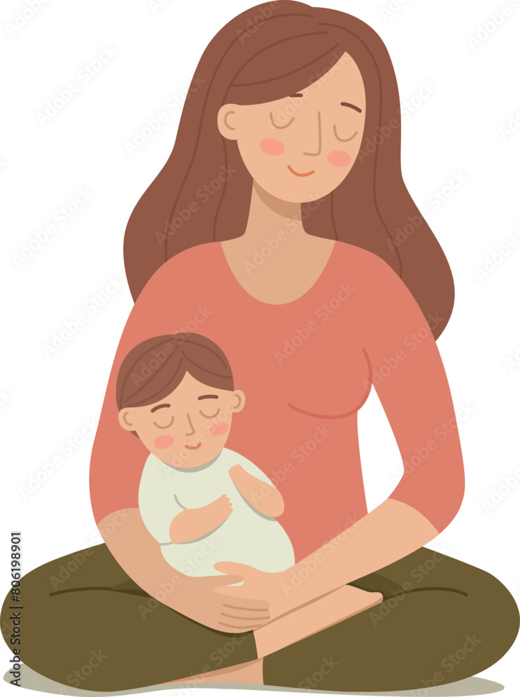 Vector illustration of mother with child in her arms. Happy Mothers Day concept in flat style. Vector illustration of mother with child in her arms. Happy Mothers Day concept in flat style.