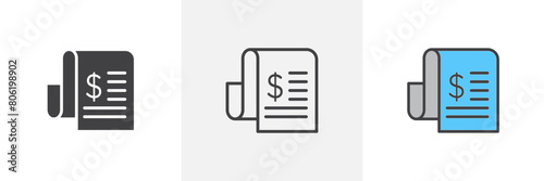 Financial Document Icon Set. Billing Statement Vector Symbol.