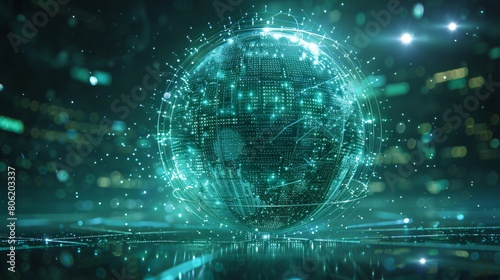 Futuristic Digital Globe Network in Teal