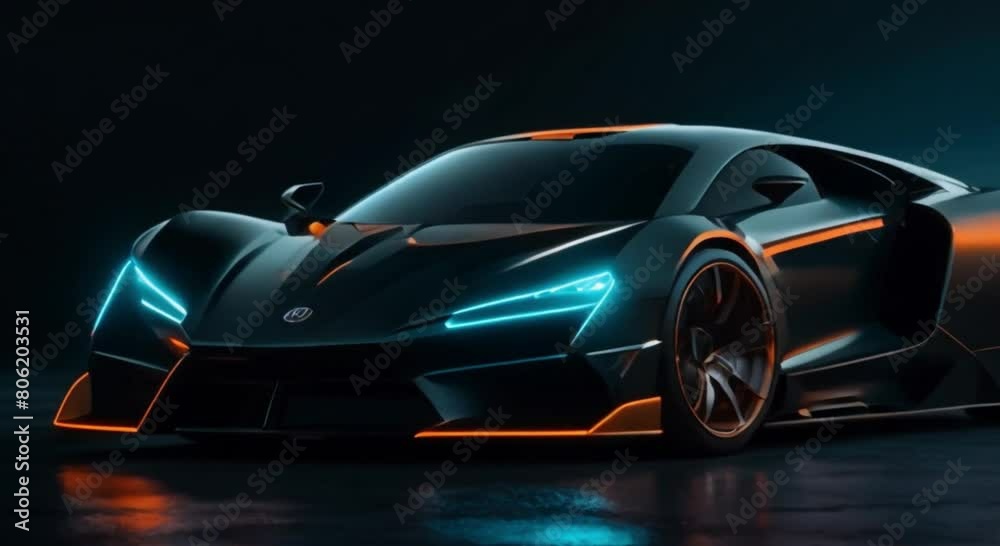 a super car on a neon background