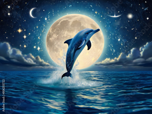 Dolphin jumping from the sea surface