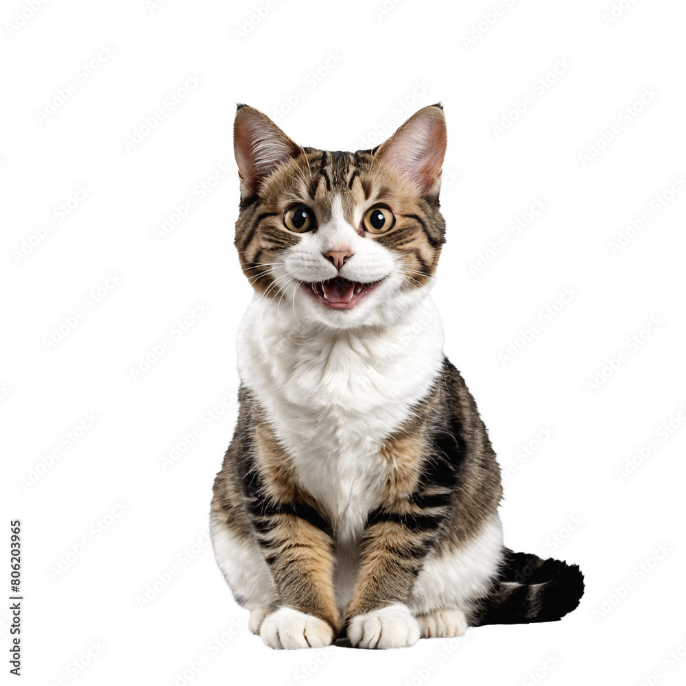 moggie cat sitting isolated transparent photo