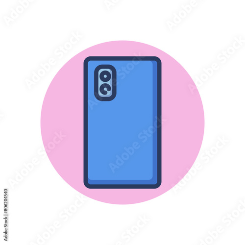 Back of cellphone line icon. Double camera, case, part outline sign. Phone repair, communication, digital device concept. Vector illustration, symbol element for web design and apps