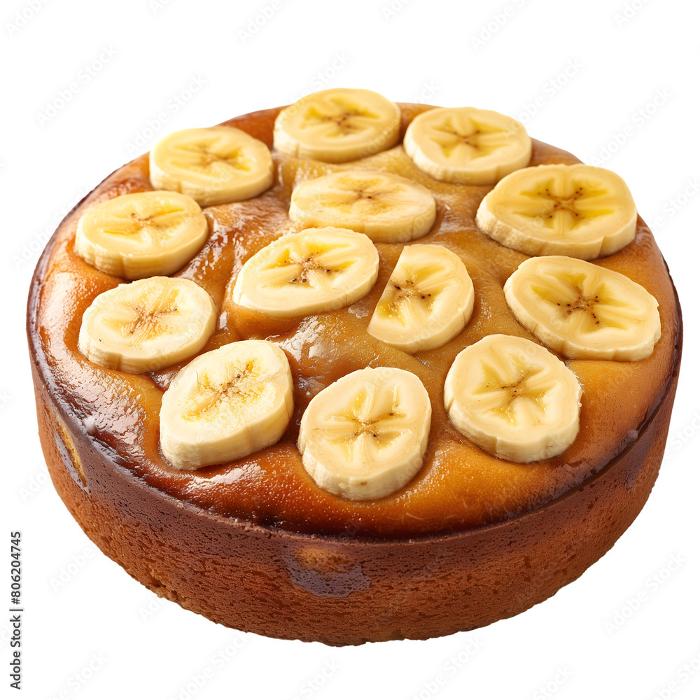 Banana Cake isolated on transparent background Generative Ai. Banana Cake isolated on transparent background Generative Ai.