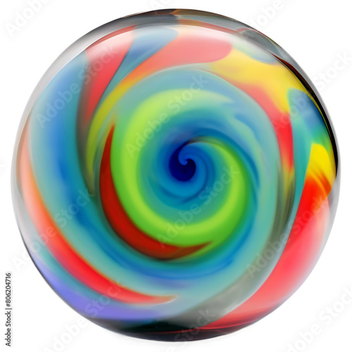 A hand-blown glass paperweight with a swirl of colors inside Transparent Background Images  photo