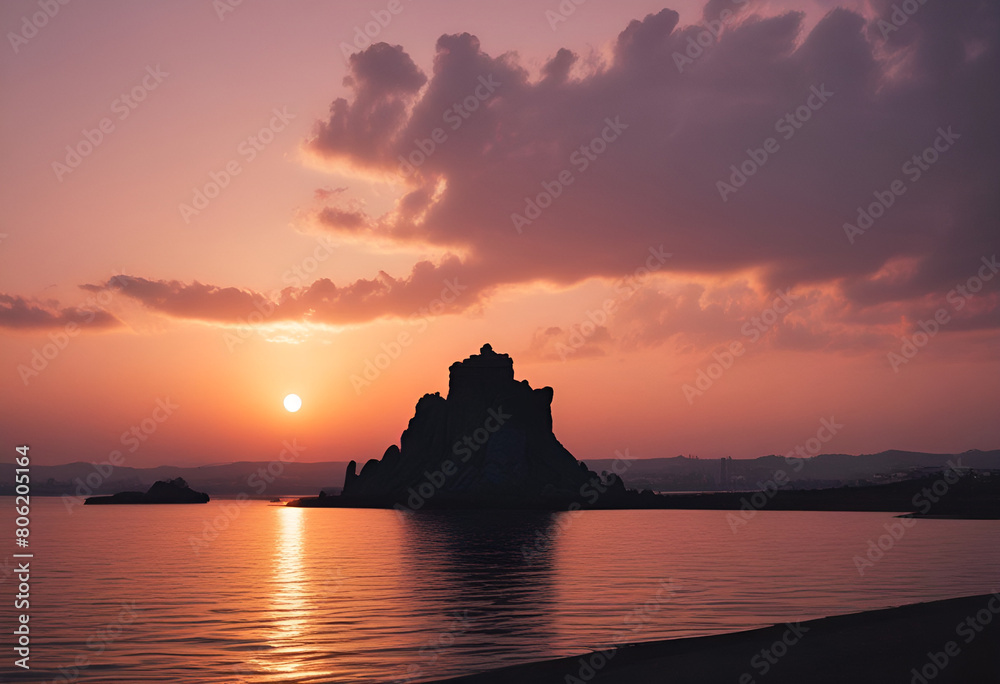 Obraz premium calm sunset in minimal style
