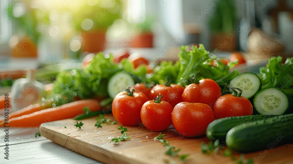 Fresh vegetables on a chopping board Fresh vegetables on a chopping board
