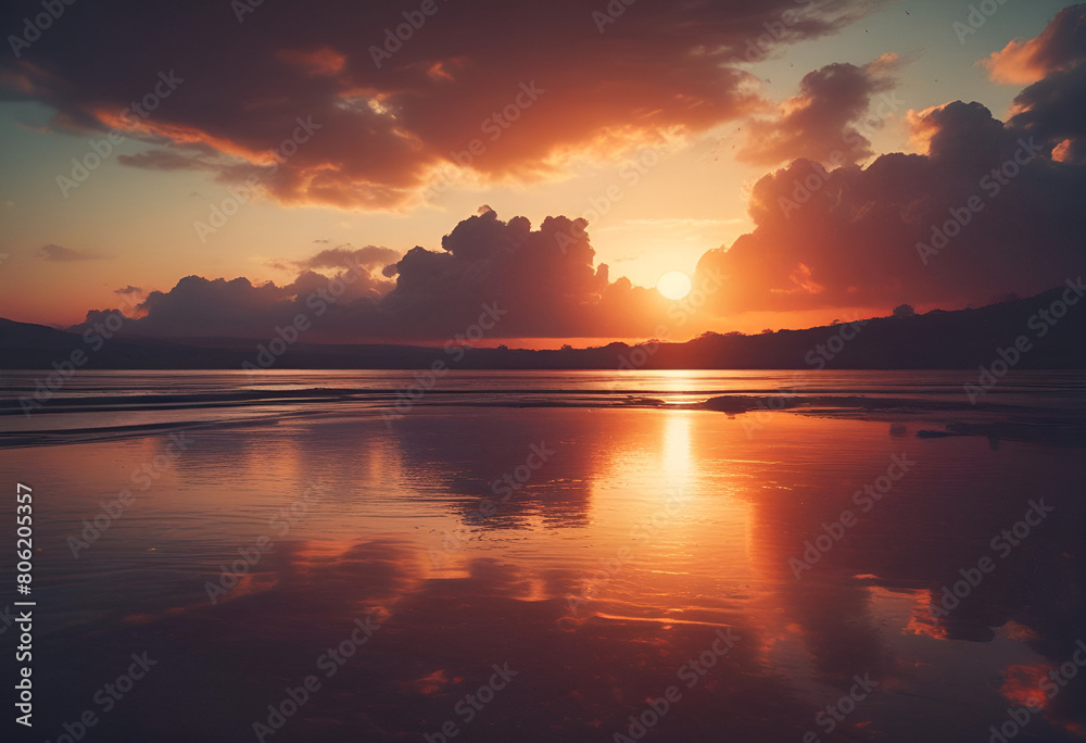 calm sunset in minimal style calm sunset in minimal style