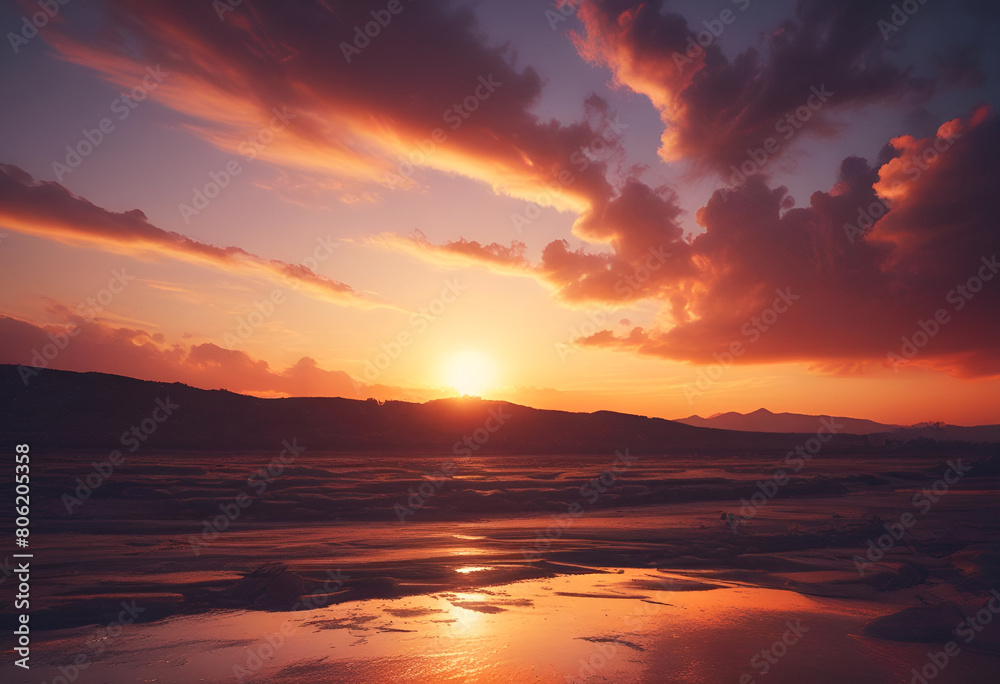 calm sunset in minimal style calm sunset in minimal style