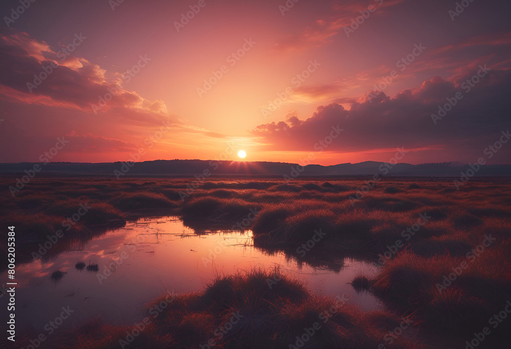 Fototapeta premium calm sunset in minimal style