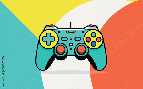 premium vector drawing of video game controller, joystick in vector, colorful art.