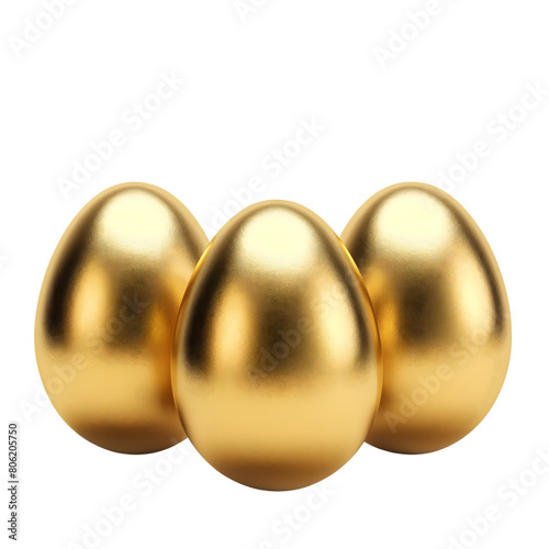 Golden eggs Closeup isolated on transparent background Generative Ai.
