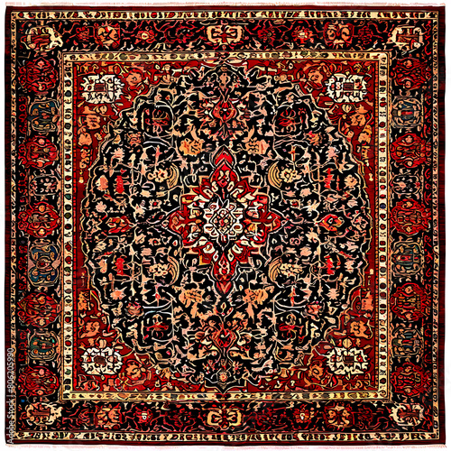 A hand-knotted Persian rug with traditional patterns and rich colors Transparent Background Images 