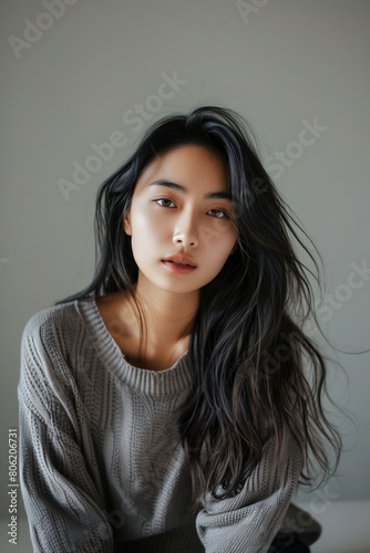 Natural beauty, portrait of beautiful Asian young woman