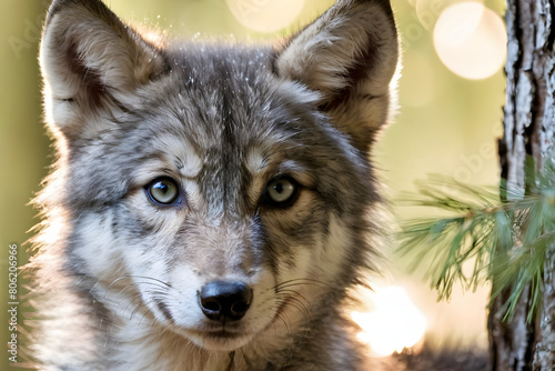 Baby gray wolf