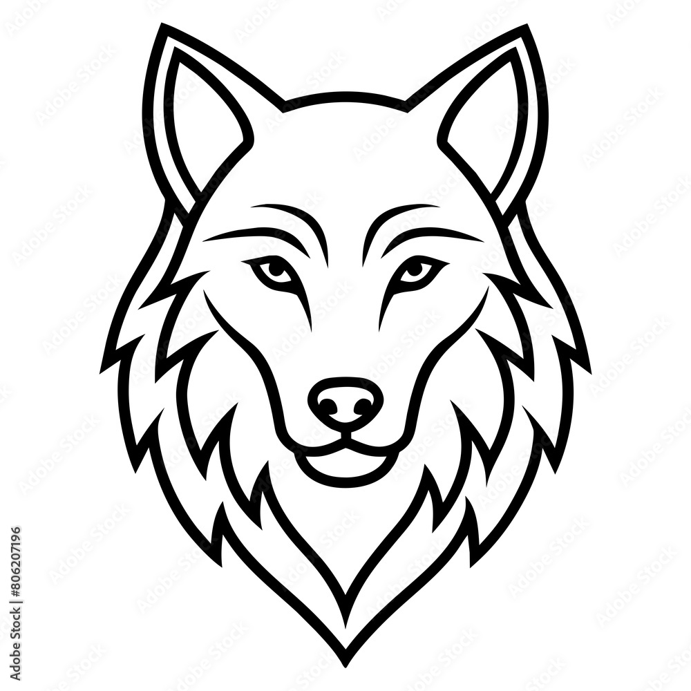 wolf head logo vector illustration line art