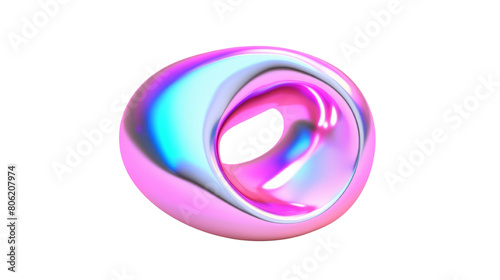3d fluid abstract iridescent isolated on transparent background