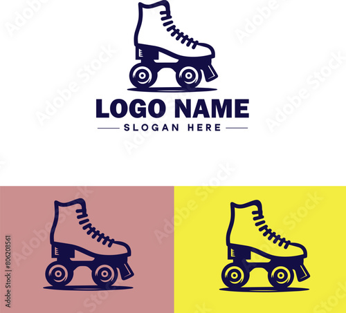 Roller skate icon Rollerblade Inline skate Quad skate flat logo sign symbol editable vector