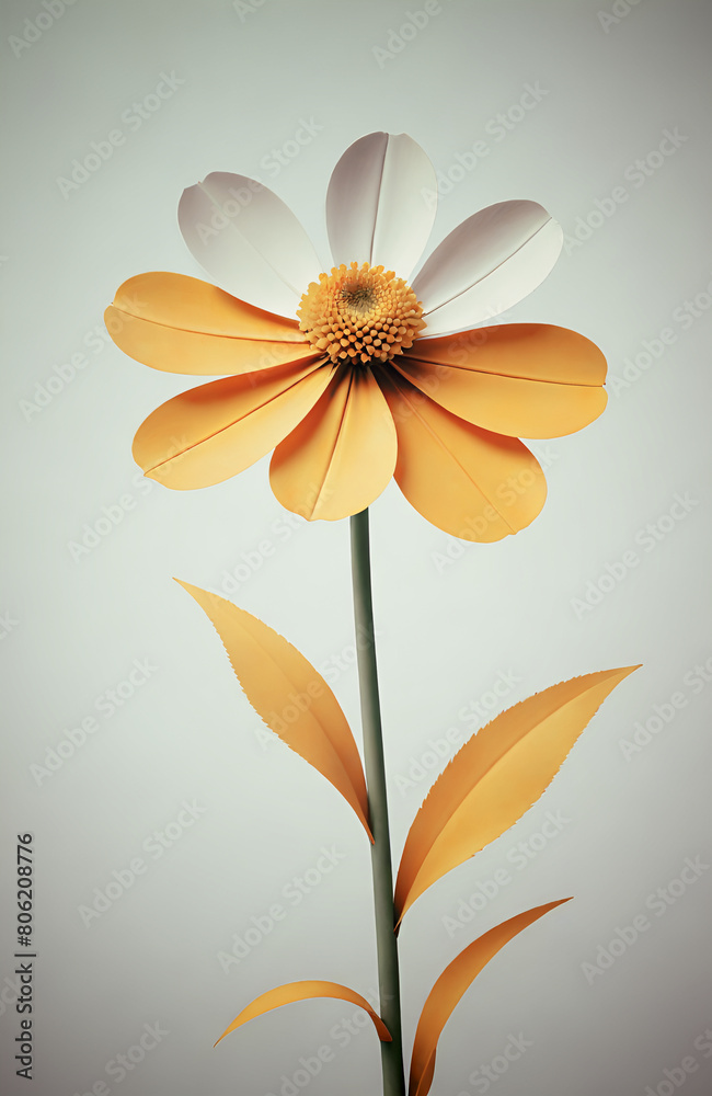 Naklejka premium illustrazione di fiore con stelo e foglie in stile astratto contemporaneo