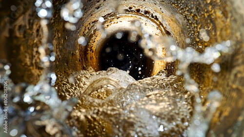 Inside the pipe is rusty with water